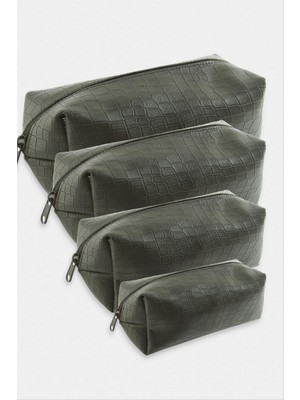 Zero Land Lvsqvr 4 Adet El Tutmalı Makyaj Çantası - Koyu Gri