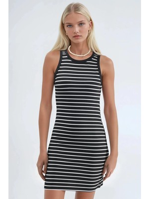 Hiccup Kadın Bisiklet Yaka Bodycon Mini Elbise Ellie Collection Siyah