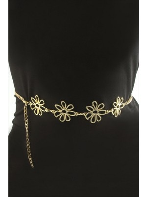 Zero Land Lvsqvr Çiçek Metal Zincir Kemer - Sarı