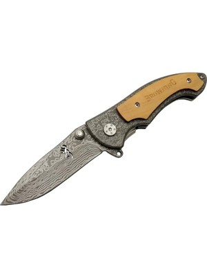 K-Yonlineticaret Eco Lounge Browning 2-31 Damascus Kamp Çakı 19,5cm - Yarı Otomatik, Kemerlikli, Ahş