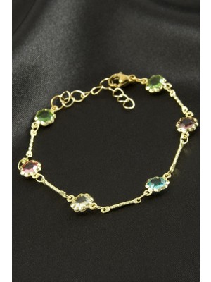 Zero Land Lvsqvr Çiçek Kristal Taşlı Çelik Bileklik - Sarı