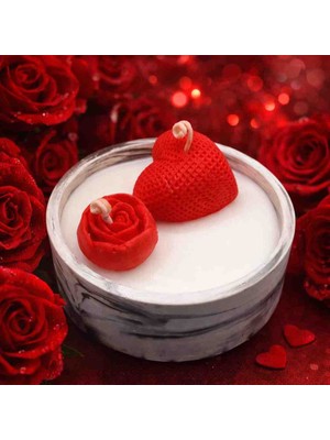 Minaşk Candle Coeur Rouge Soya Mum Özel Mum Dekoratif Mum