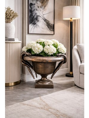Mikasa Moor Yılan Figürlü Eskitme Metal Saksı 60*47 cm