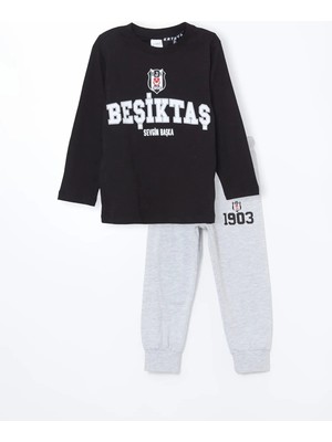 Lc Waikiki Yeni Sezon Bisiklet Yaka Beşiktaş Baskılı Uzun Kollu Erkek Bebek Pijama Takımı