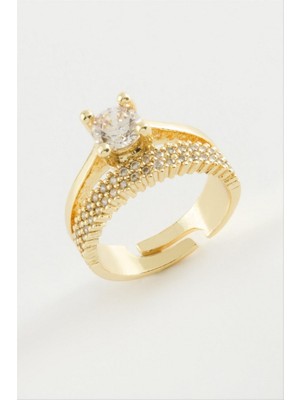 Zero Land Lvsqvr Tek Zirkon Taşlı Yüzük - Sarı