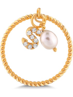 Kuyumcudükkanı Kuyumcudukkani Inci Sallantılı Kişiye Özel Harfli Yüzük-S -10904-S