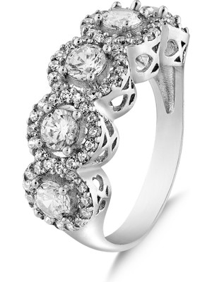 Kuyumcudükkanı Kuyumcudukkani Kenar Taşlı "beştaş" Alyans YÜZÜK-10435-W-W