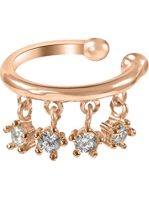 Kuyumcudükkanı Kuyumcudukkaniyeni Trend 4 Zirkon Taşlı Ear Cuff KÜPE-31141-R-W