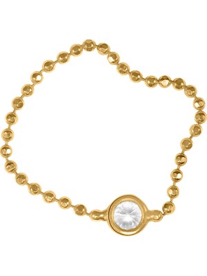 Kuyumcudükkanı Kuyumcudukkani Taşlı Top Zincir YÜZÜK-10395-R-W