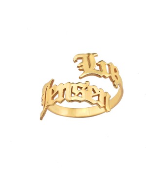 Kuyumcudükkanı Kuyumcudukkani "old Englısh" Font 2 Isim Yazılı YÜZÜK-10902-G-OLD