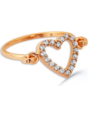 Kuyumcudükkanı Kuyumcudukkani Elişi Kalp Şekilli Taşlı YÜZÜK-10312-R-W