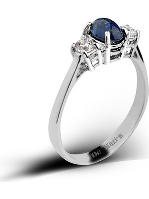 Kuyumcudükkanı Kuyumcudukkani Safir Renkli Tektaş YÜZÜK-10206-W-BL