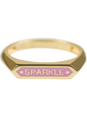 Kuyumcudükkanı Pembe Renk Mineli"sparkle"mesaj Yeni Trend YÜZÜK-10397-G-P-SPARKLE