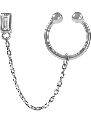 Kuyumcudükkanı Kuyumcudukkani Çift Özellik Kullanımlı Baget Taşlı Trend "ear CUFF"KÜPE-31149-W-W