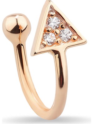 Kuyumcudükkanı Kuyumcudukkani Üçgen Içinde 3 Taşlı Trend " Ear Cuff " KÜPE-30058-R-W