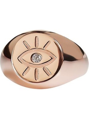 Kuyumcudükkanı Küçük Parmak Yüzük (Signed Ring)Nazar Gözü Ifadeli -10383-R-W