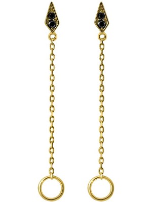 Kuyumcudükkanı Kuyumcudukkani Siyah Taşlı Zincirli KÜPE-31151-G-BLK