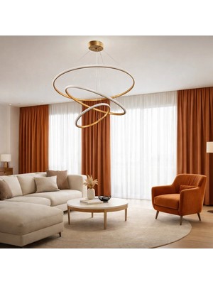 Kafkas Vega Tarçın Modern LED Sarkıt Avize – 3 Halkalı Tasarım