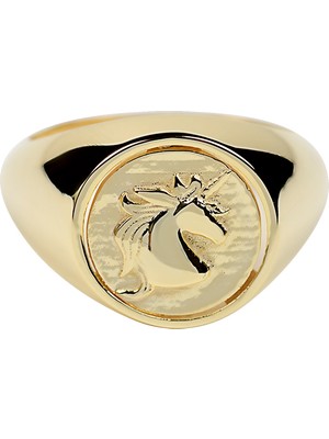 Kuyumcudükkanı Küçük Parmak Yüzük (Signed Ring) Unicorn Ifadeli -10385-G