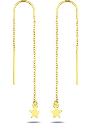 Kuyumcudükkanı Kuyumcudukkani Yıldız Uçlu Zincirli Yeni Trend KÜPE-30076-G