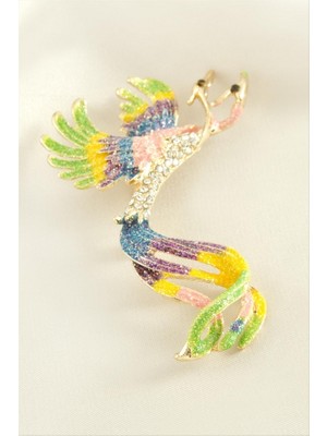 Zero Land Lvsqvr Ankakuşu Mineli Taşlı Broş - Sarı