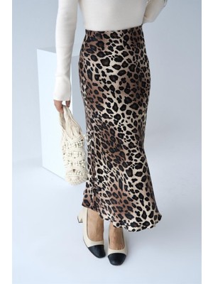 Etiler Collection Midi Saten Etek - Leopar