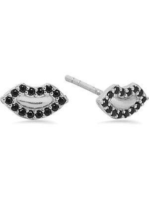 Kuyumcudükkanı Kuyumcudukkani Siyah Taşlı Dudak KÜPE-30080-W-BLK