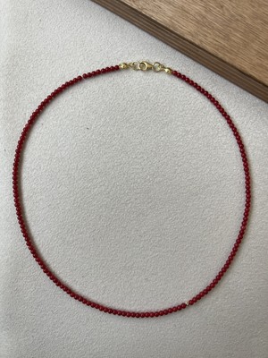 Rupen Kraft 14 Ayar Ayar Doğal Taşlı Altın Kolye Yuvarlak Kesim Mercan Taşı Altın Kolye Mercan Taşlı Altın Kolye