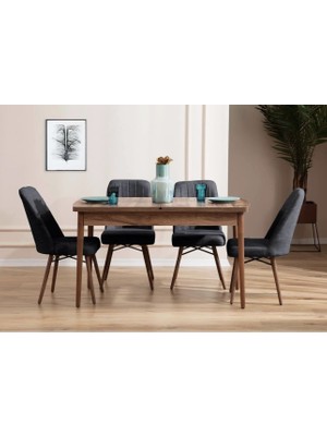 Yonga Concept Lidyana 4 Sandalyeli Mutfak Masa Takımı Antrasit