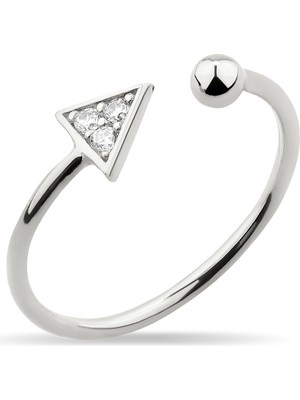 Kuyumcudükkanı Kuyumcudukkani Taşlı Üçgen Free Size YÜZÜK-10372-W-W