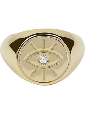 Kuyumcudükkanı Küçük Parmak Yüzük (Signed Ring)Nazar Gözü Ifadeli -10383-G-W