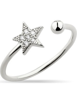 Kuyumcudükkanı Kuyumcudukkani Taşlı Yıldız Free Size YÜZÜK-10371-W-W