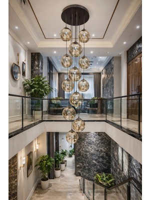 Kafkas Royal Galeri 13’lü Füme Cam Sarkıt Avize – Luxury Seri