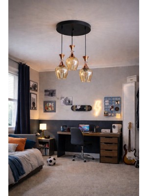 Kafkas – 3’lü Camlı Modern Sarkıt Avize