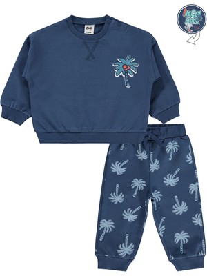 Civil Baby Palmiye Baskılı 6-18 Ay Takım - Mavi 12-18 Ay