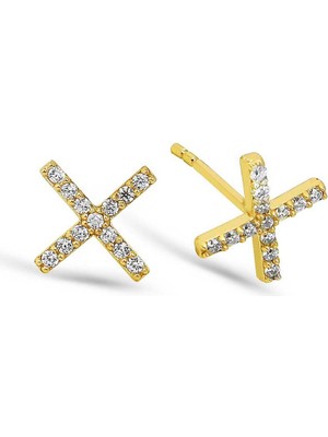 Kuyumcudükkanı Kuyumcudukkani Beyaz Zirkon Taşlı"x"trend KÜPE-30085-G-W