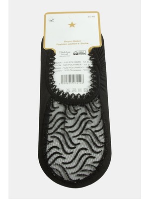 Zero Land Matrixzn Oval Dantel Babet Çorap-Siyah
