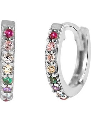 Kuyumcudükkanı Kuyumcudukkani 11MM"RAINBOW HALKA"KÜPE-31247-W-MIX