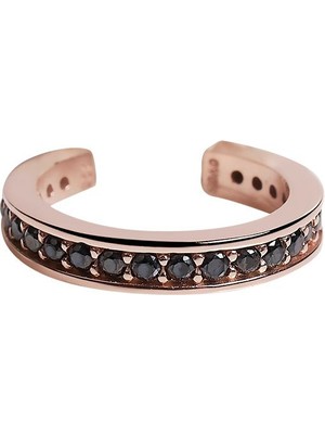 Kuyumcudükkanı Kuyumcudukkani Tamtur Siyah Taşlı Modelli Trend"ear CUFF"KÜPE-31123-G-BLK