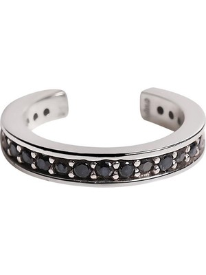 Kuyumcudükkanı Kuyumcudukkani Tamtur Siyah Taşlı Modelli Trend"ear CUFF"KÜPE-31123-W-BLK