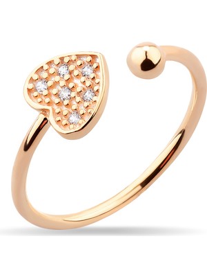 Kuyumcudükkanı Kuyumcudukkani Taşlı Kalp Free Size Yüzük- 10373-R-W