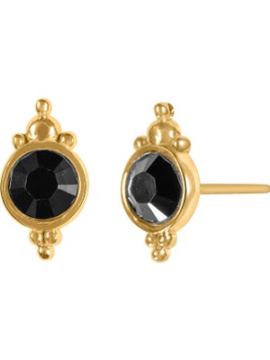 Kuyumcudükkanı Kuyumcudukkanıtaşlı Yeni Trend Vidalı Küpe Avusturya Kristal TAŞLI-31120-G-BLK