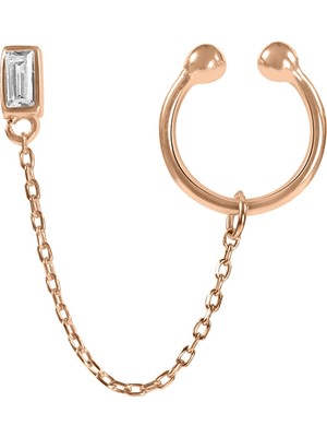 Kuyumcudükkanı Kuyumcudukkani Çift Özellik Kullanımlı Baget Taşlı Trend "ear CUFF"KÜPE-31149-R-W