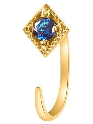 Kuyumcudükkanı Kuyumcudukkani Mavi Taşlı Trend"ear CUFF"KÜPE-30102-G-BLU