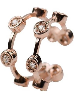 Kuyumcudükkanı Kuyumcudukkani Çift Sıra Taşlı Trend"ear CUFF"KÜPE-31122-R-W