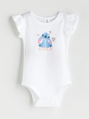 Lc Waikiki Yeni Sezon Bisiklet Yaka Stitch Baskılı Kız Bebek Çıtçıtlı Bodysuit