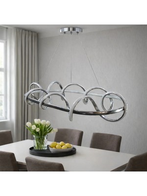 Kafkas Krom Modern Sarkıt Avize – Lineer Tasarım Yemek Masası Avizesi