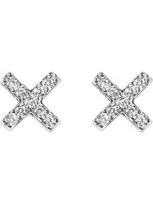 Kuyumcudükkanı Kuyumcudukkani Zirkon Taşlı"x"trend Küpe-Küçük BOY-31134-W-W-4MM