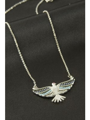 Zero Land Lvsqvr Anka Kuşu Zirkon Taşlı Kolye - Gümüş Rengi