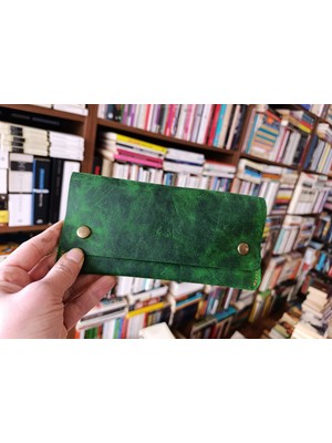 Mahfuz Gerçek Deri Tamamen El Emeği Kadın Cüzdan 22CM*8CM * 1 Kağıt Para Alanı 4 Kart Bölmesi NLU329